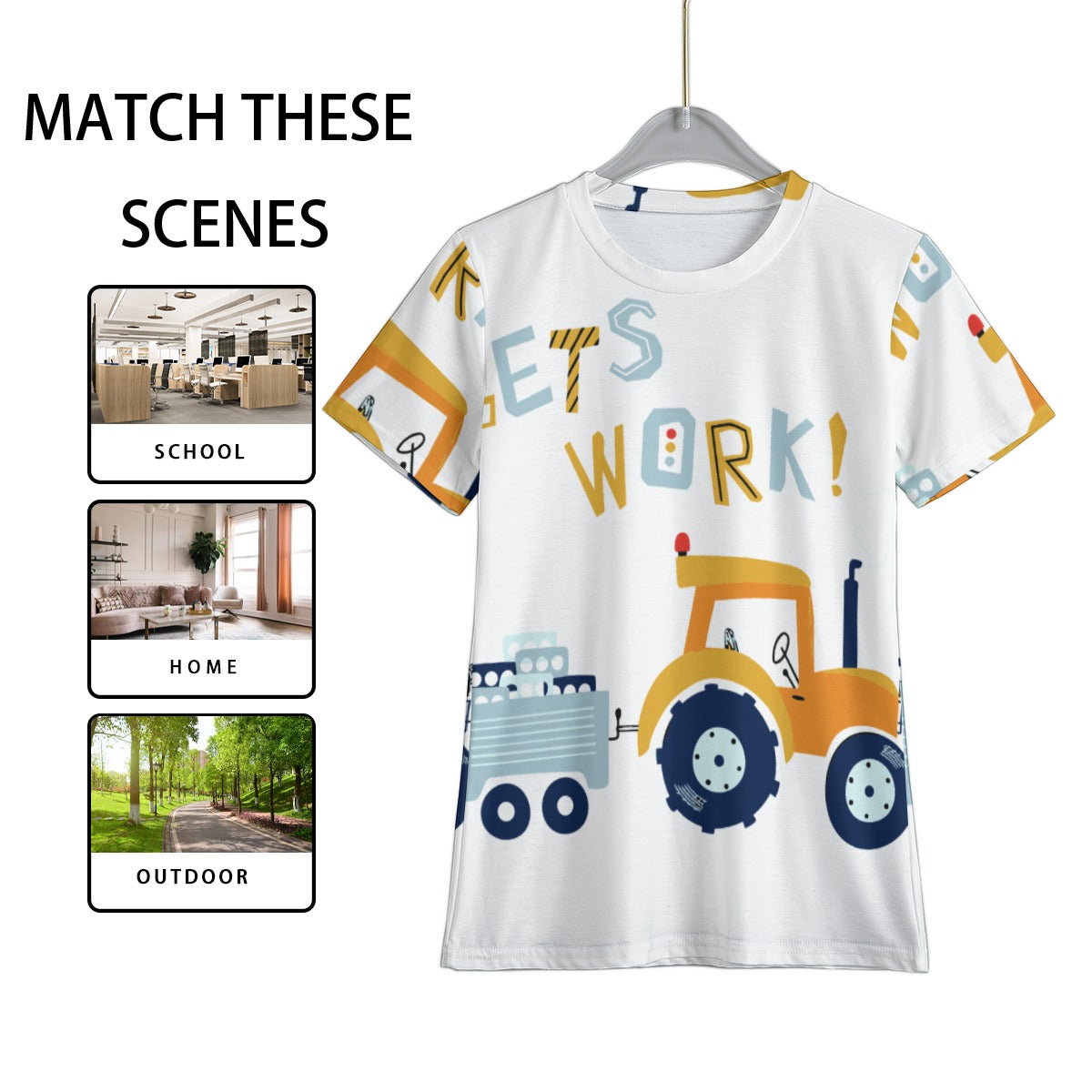 Grafica Kids Let's Work Print Kid's T-Shirt