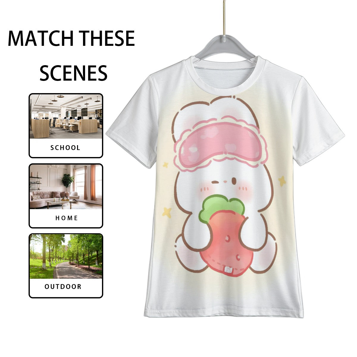 Grafica Kids Strawberry Bunny Print Kid's T-Shirt