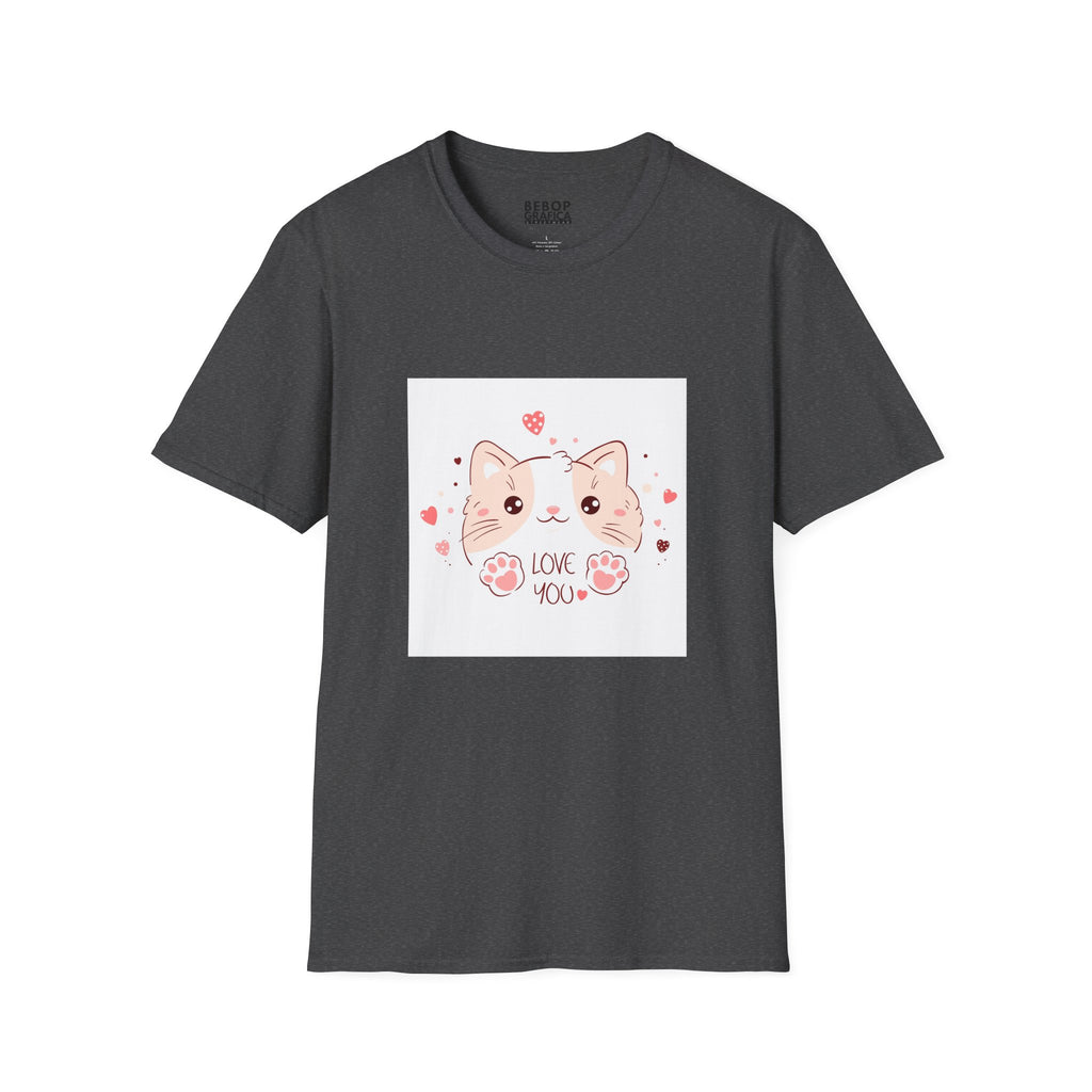 Cute Cat Love Unisex Softstyle T-Shirt - Perfect for Pet Lovers, Birthdays, Valentine's Day, Gifts, Everyday Wear