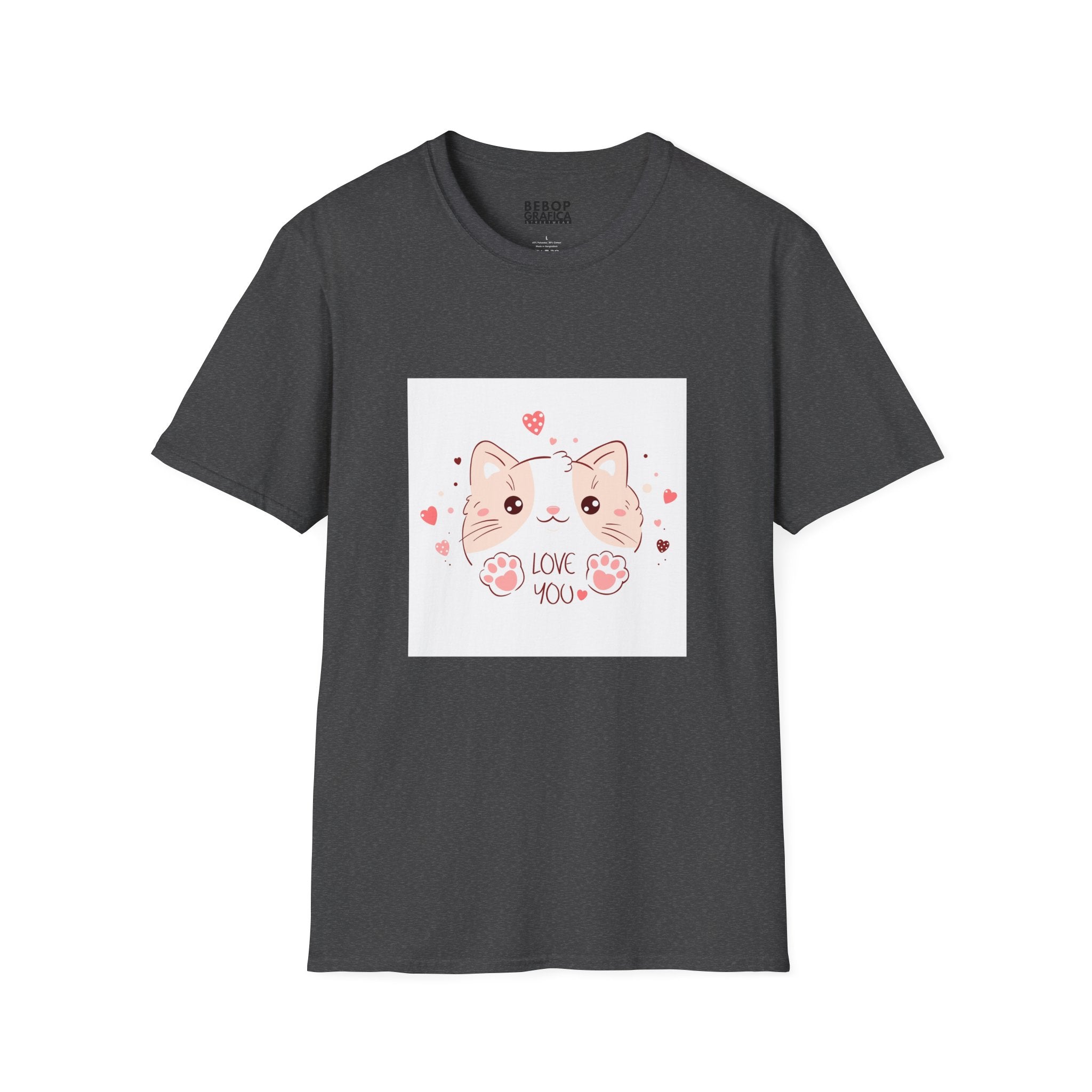 Cute Cat Love Unisex Softstyle T-Shirt - Perfect for Pet Lovers, Birthdays, Valentine's Day, Gifts, Everyday Wear