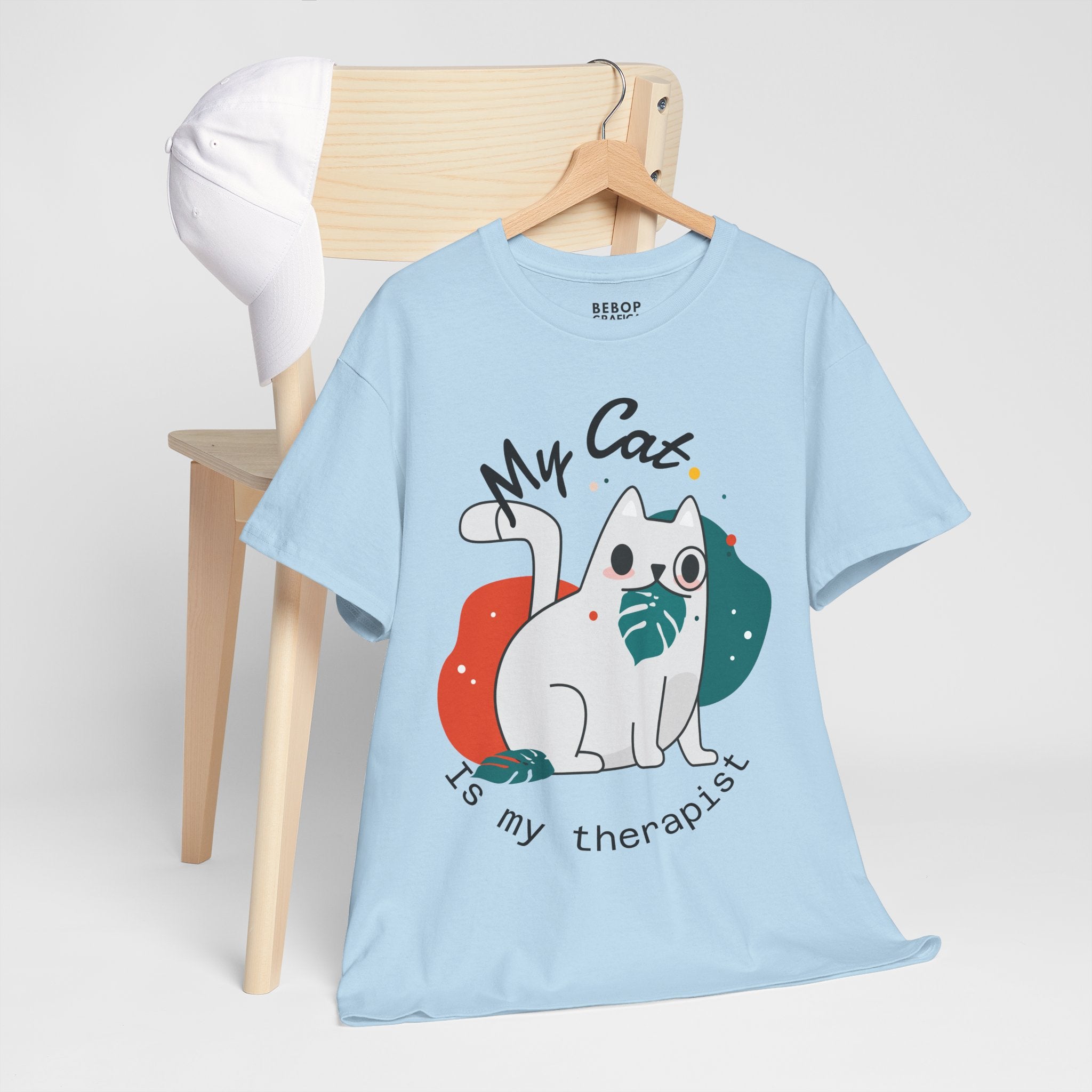 Grafica Cute Cat Therapist Tee, Funny Cat Lover Shirt, Gift for Cat Owners, Unisex Cotton Tee, Animal Therapy Apparel