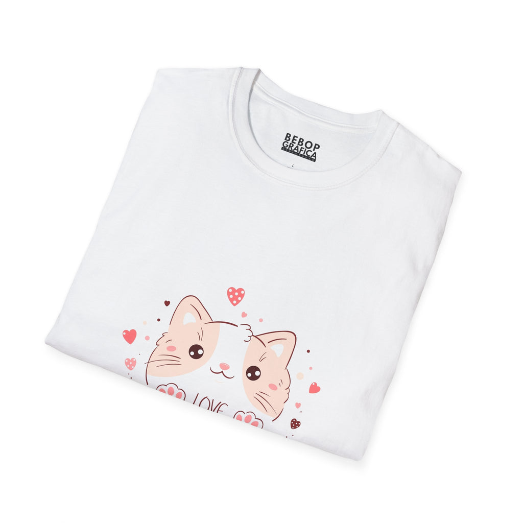 Cute Cat Love Unisex Softstyle T-Shirt - Perfect for Pet Lovers, Birthdays, Valentine's Day, Gifts, Everyday Wear