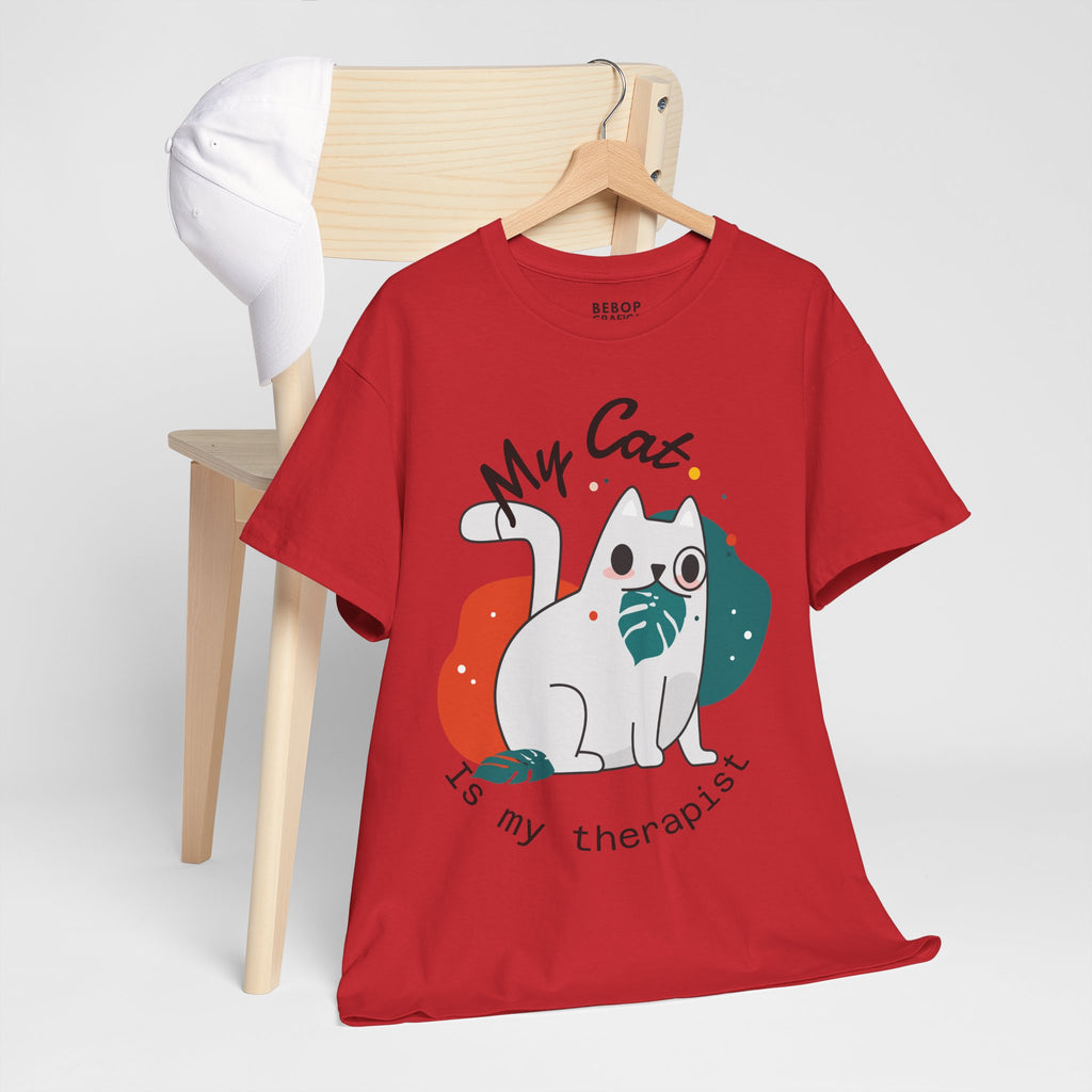 Grafica Cute Cat Therapist Tee, Funny Cat Lover Shirt, Gift for Cat Owners, Unisex Cotton Tee, Animal Therapy Apparel