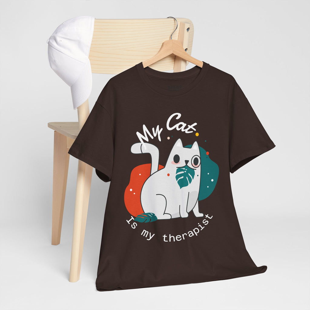 Grafica Cute Cat Therapist Tee, Funny Cat Lover Shirt, Gift for Cat Owners, Unisex Cotton Tee, Animal Therapy Apparel
