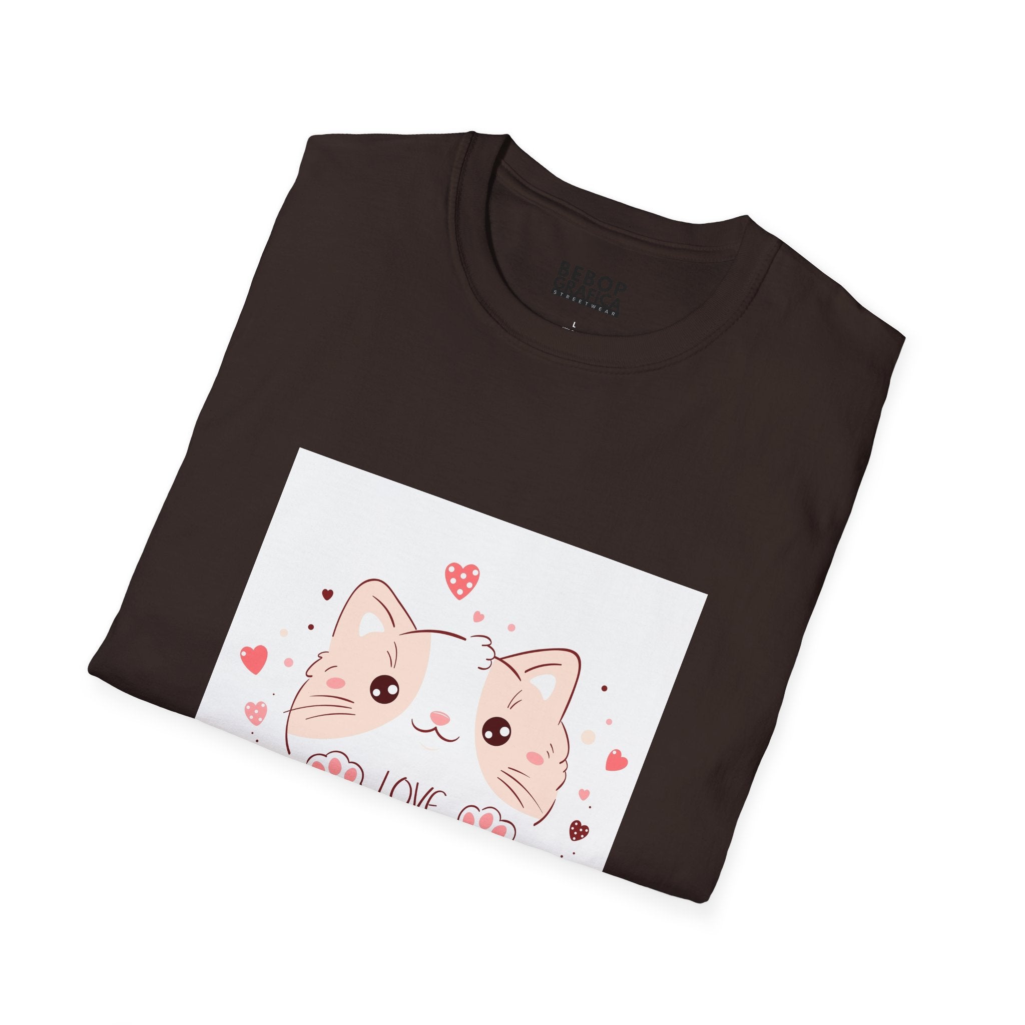 Cute Cat Love Unisex Softstyle T-Shirt - Perfect for Pet Lovers, Birthdays, Valentine's Day, Gifts, Everyday Wear