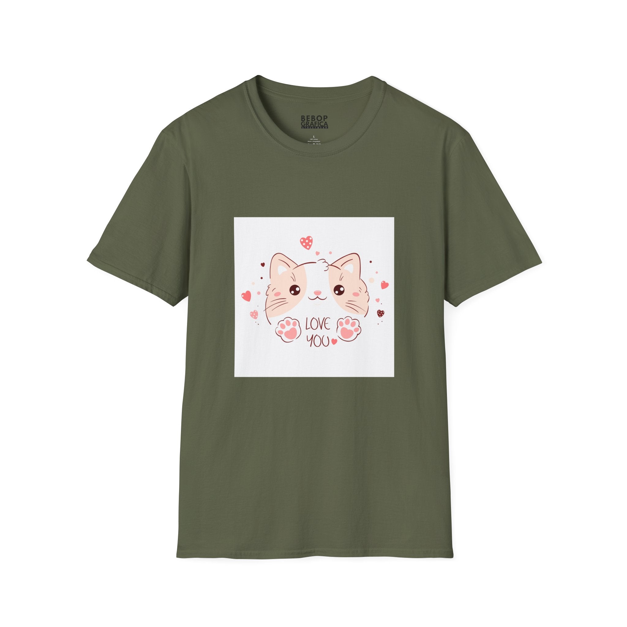 Cute Cat Love Unisex Softstyle T-Shirt - Perfect for Pet Lovers, Birthdays, Valentine's Day, Gifts, Everyday Wear