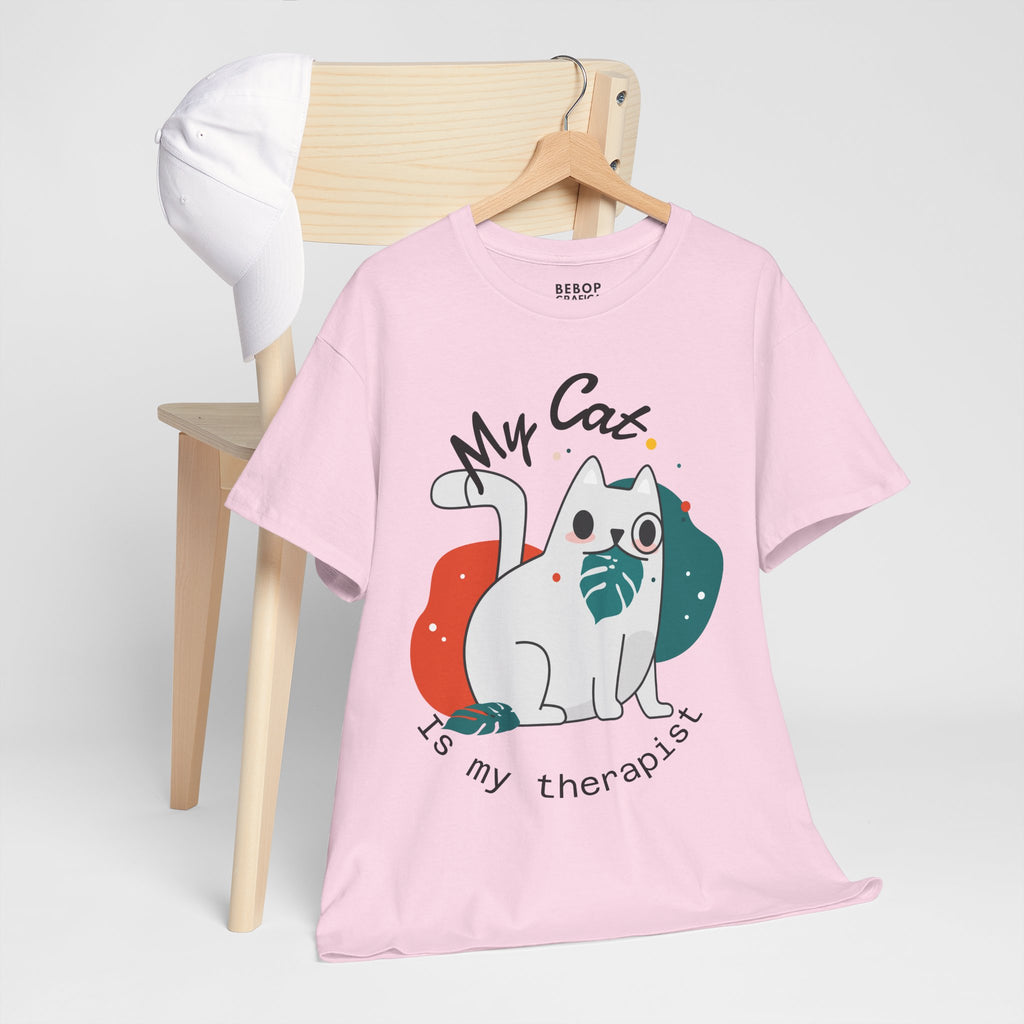 Grafica Cute Cat Therapist Tee, Funny Cat Lover Shirt, Gift for Cat Owners, Unisex Cotton Tee, Animal Therapy Apparel