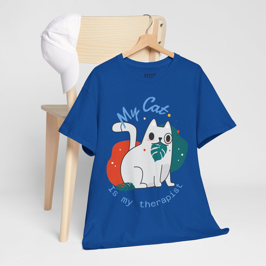 Grafica Cute Cat Therapist Tee, Funny Cat Lover Shirt, Gift for Cat Owners, Unisex Cotton Tee, Animal Therapy Apparel
