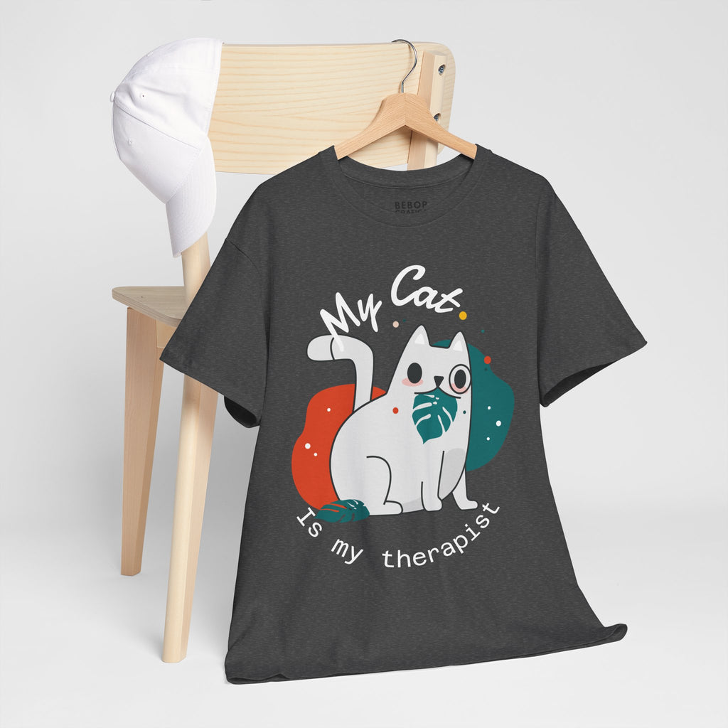 Grafica Cute Cat Therapist Tee, Funny Cat Lover Shirt, Gift for Cat Owners, Unisex Cotton Tee, Animal Therapy Apparel