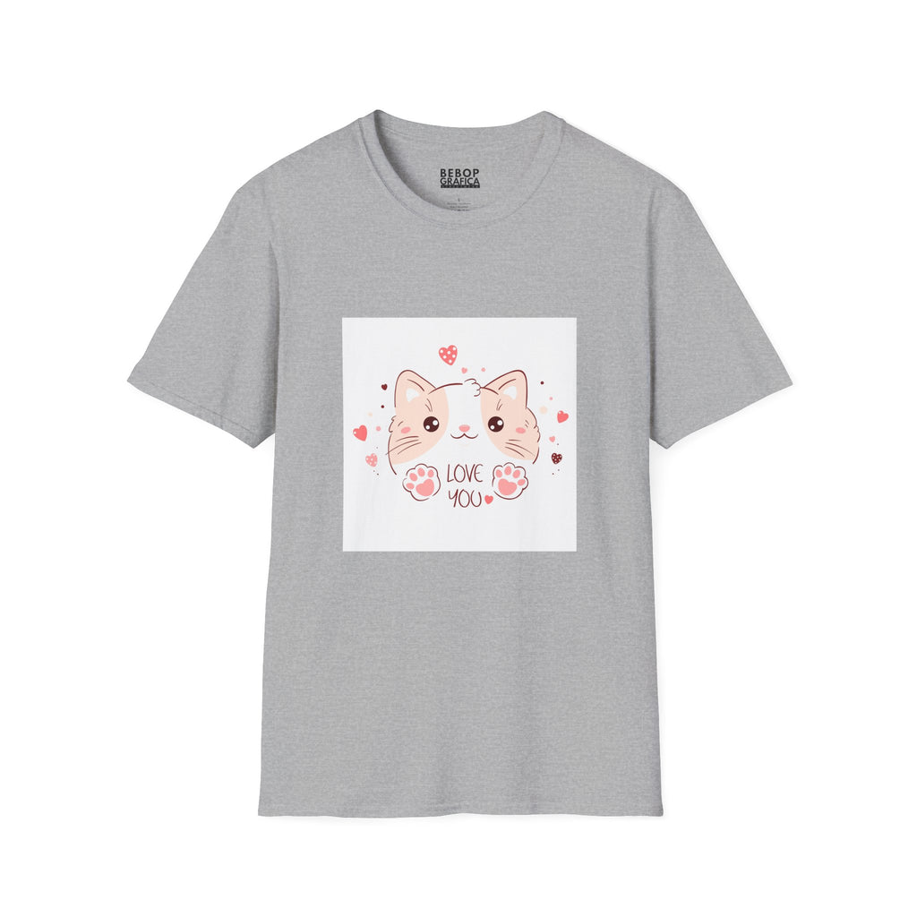 Cute Cat Love Unisex Softstyle T-Shirt - Perfect for Pet Lovers, Birthdays, Valentine's Day, Gifts, Everyday Wear