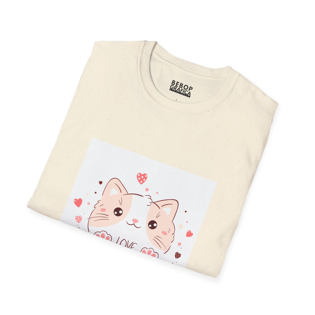 Cute Cat Love Unisex Softstyle T-Shirt - Perfect for Pet Lovers, Birthdays, Valentine's Day, Gifts, Everyday Wear