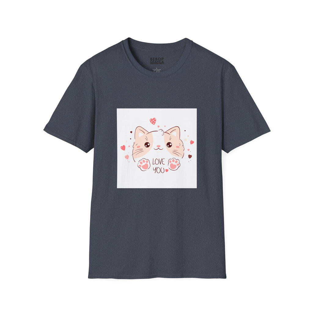 Cute Cat Love Unisex Softstyle T-Shirt - Perfect for Pet Lovers, Birthdays, Valentine's Day, Gifts, Everyday Wear