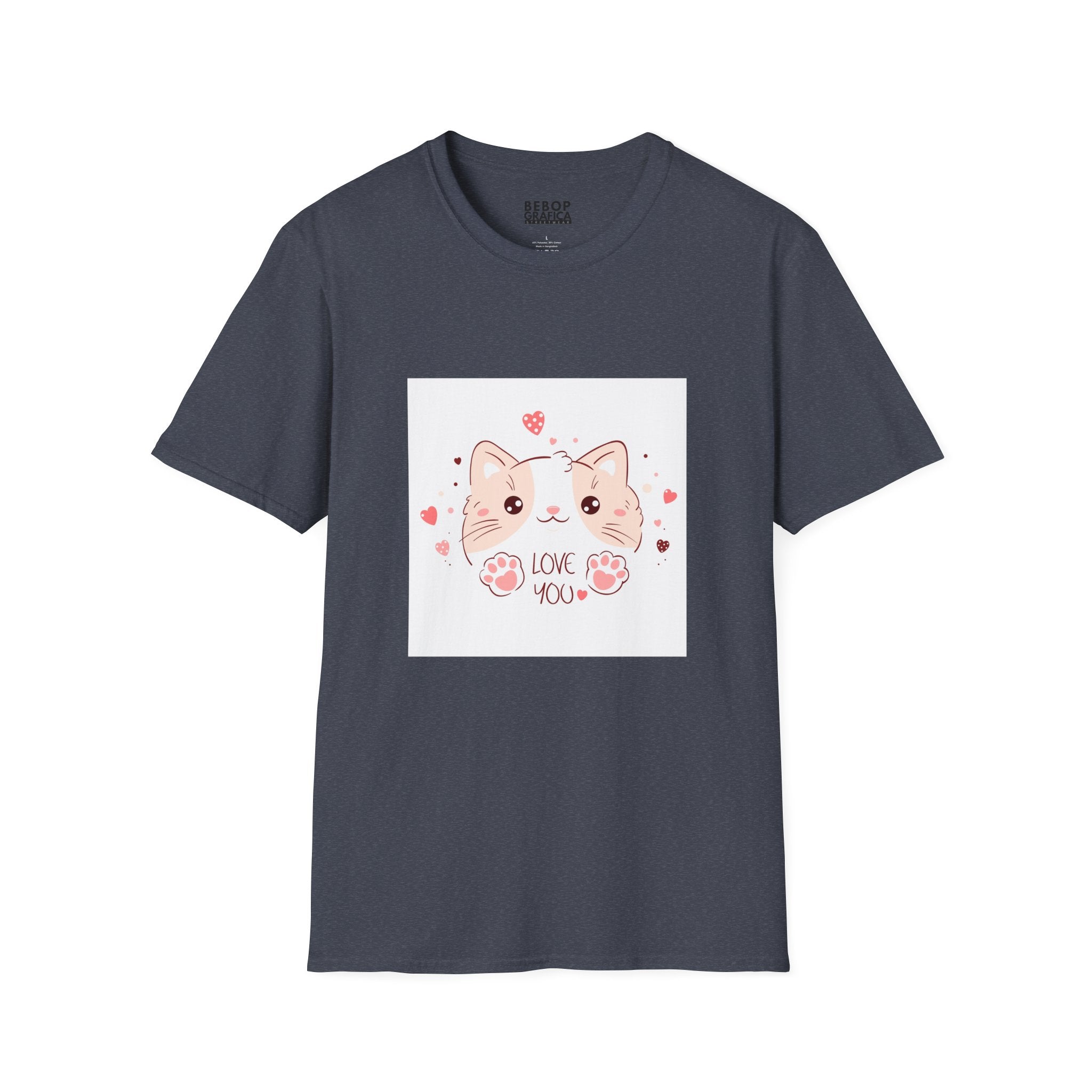 Cute Cat Love Unisex Softstyle T-Shirt - Perfect for Pet Lovers, Birthdays, Valentine's Day, Gifts, Everyday Wear