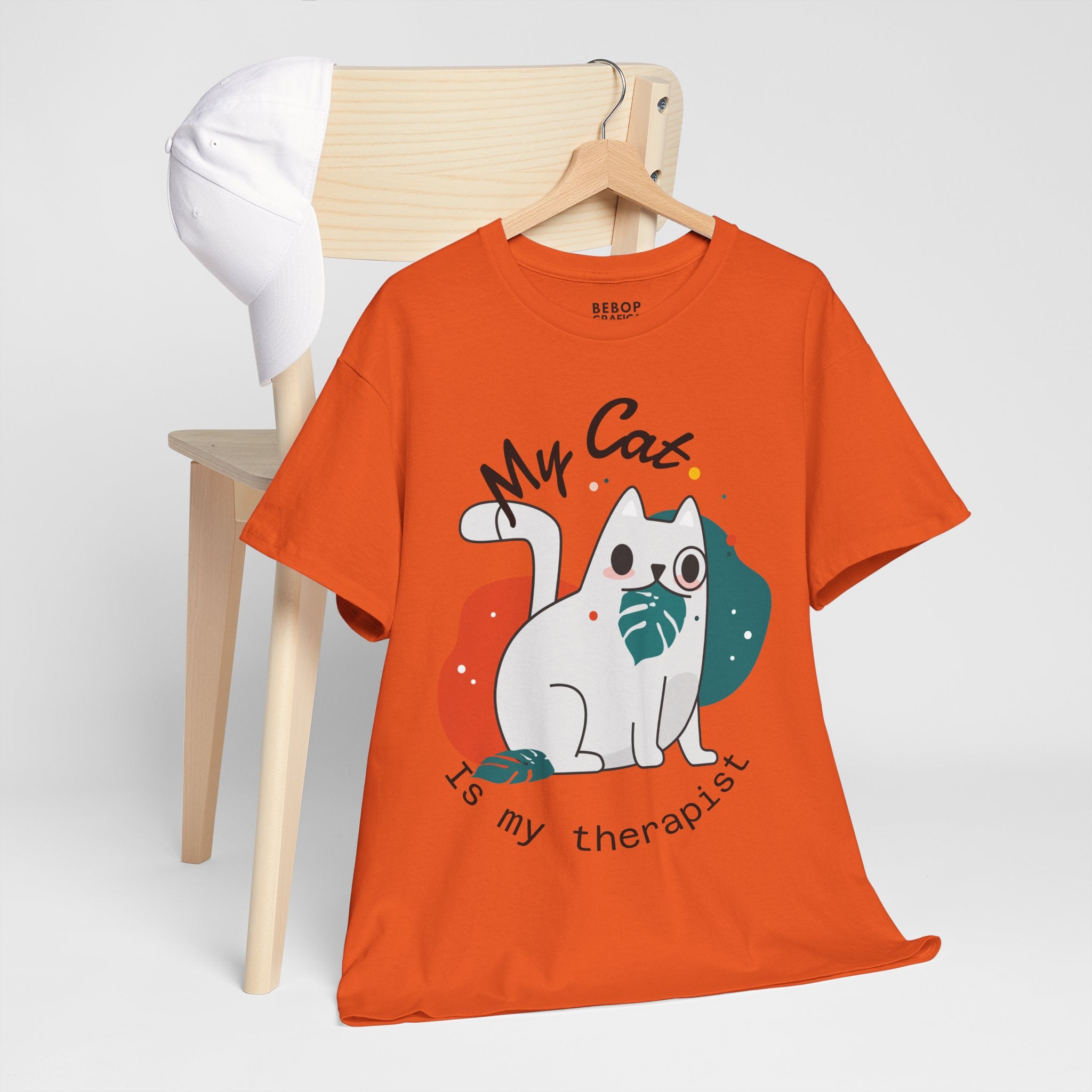 Grafica Cute Cat Therapist Tee, Funny Cat Lover Shirt, Gift for Cat Owners, Unisex Cotton Tee, Animal Therapy Apparel