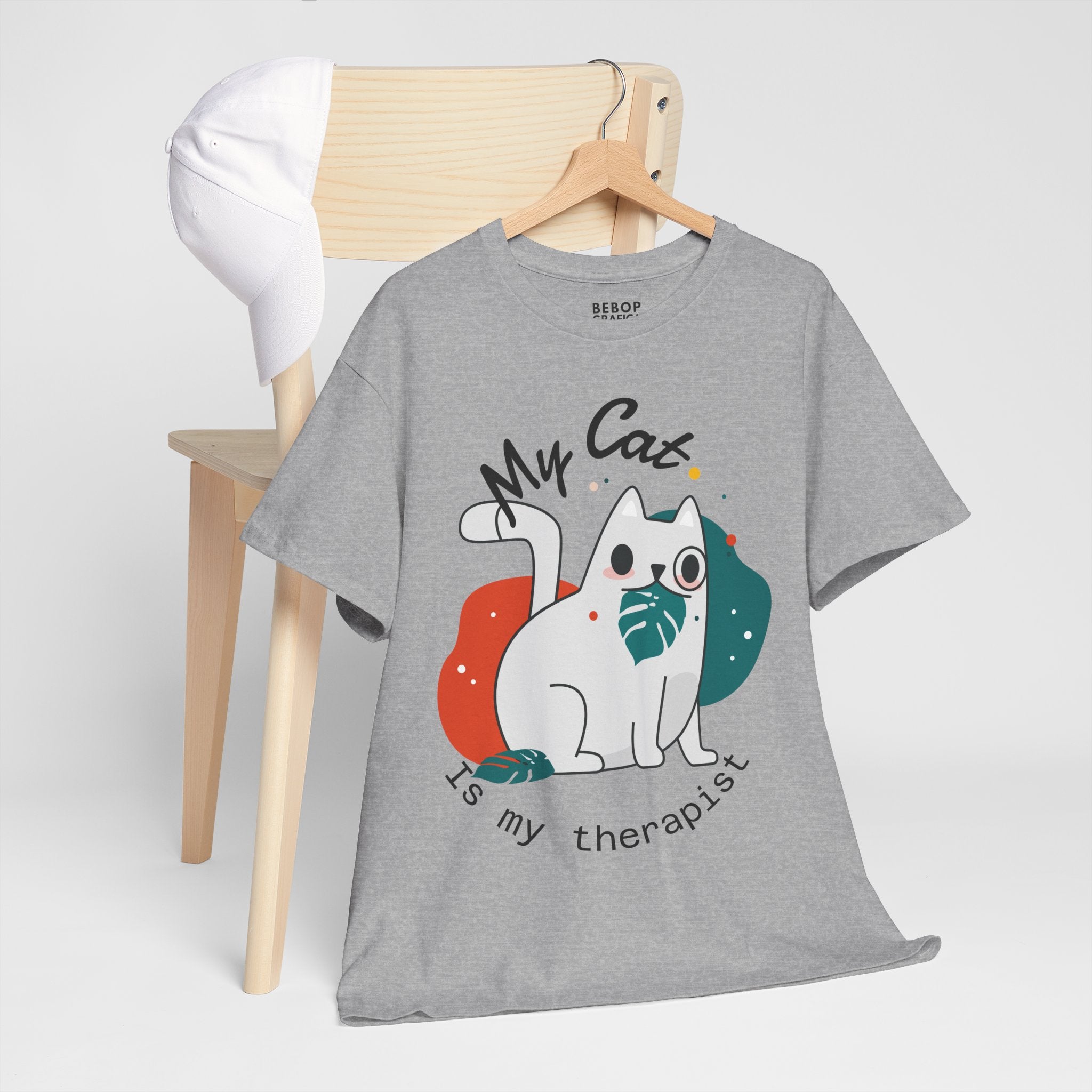 Grafica Cute Cat Therapist Tee, Funny Cat Lover Shirt, Gift for Cat Owners, Unisex Cotton Tee, Animal Therapy Apparel
