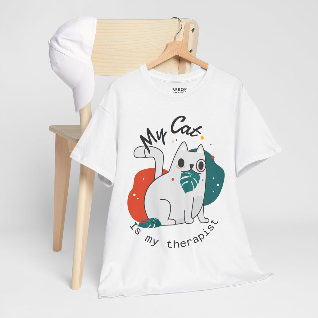 Grafica Cute Cat Therapist Tee, Funny Cat Lover Shirt, Gift for Cat Owners, Unisex Cotton Tee, Animal Therapy Apparel