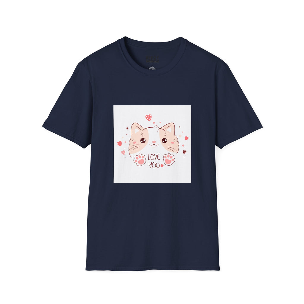 Cute Cat Love Unisex Softstyle T-Shirt - Perfect for Pet Lovers, Birthdays, Valentine's Day, Gifts, Everyday Wear