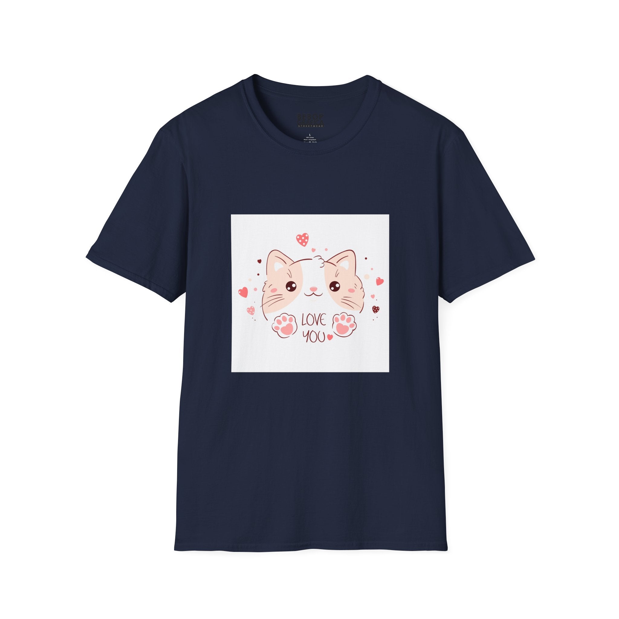 Cute Cat Love Unisex Softstyle T-Shirt - Perfect for Pet Lovers, Birthdays, Valentine's Day, Gifts, Everyday Wear