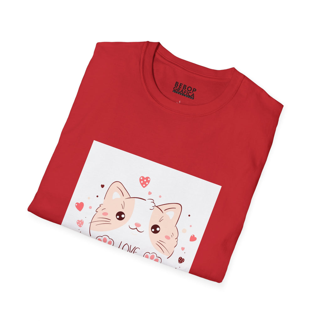 Cute Cat Love Unisex Softstyle T-Shirt - Perfect for Pet Lovers, Birthdays, Valentine's Day, Gifts, Everyday Wear