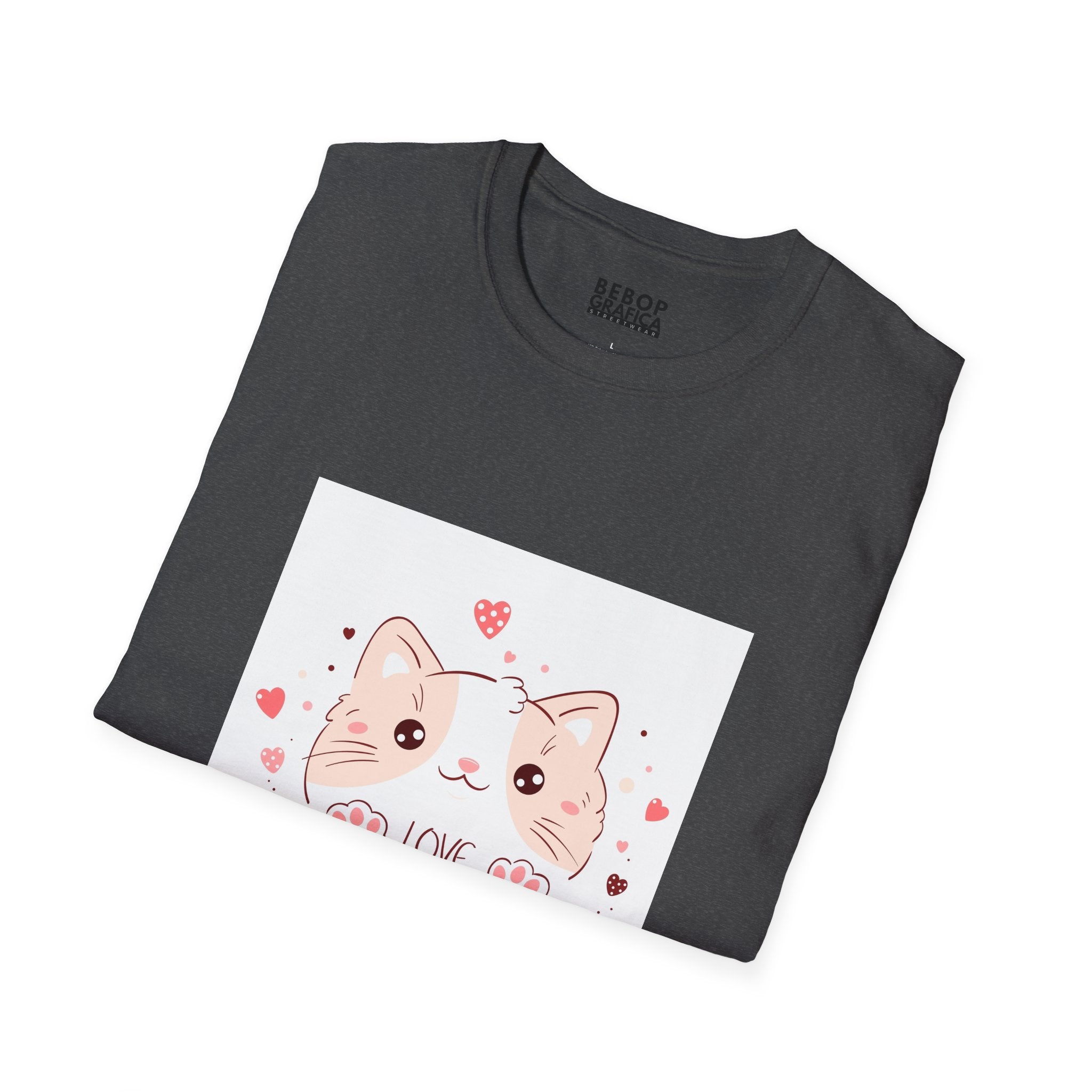 Cute Cat Love Unisex Softstyle T-Shirt - Perfect for Pet Lovers, Birthdays, Valentine's Day, Gifts, Everyday Wear