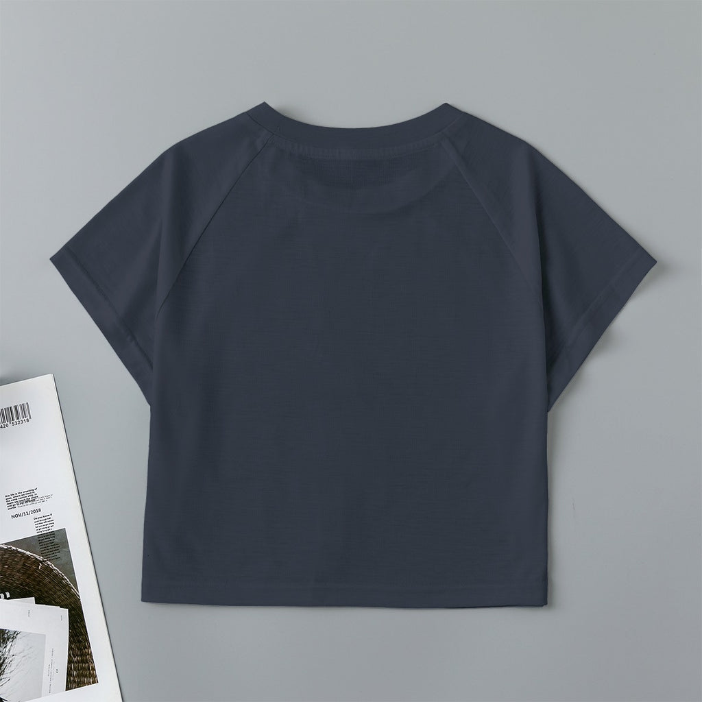 Eco-friendly  All-Over Print Women's cropped Raglan T-shirt With Short Sleeve
