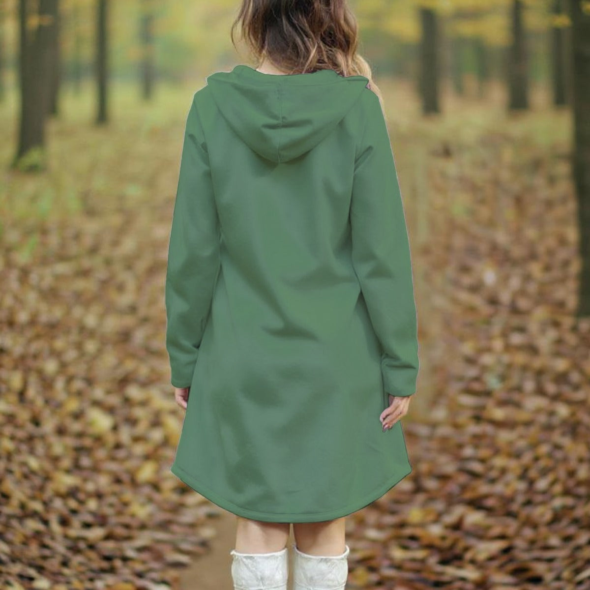 Grafica Women's Classic Green Print Women's Longline Hoodie Dress
