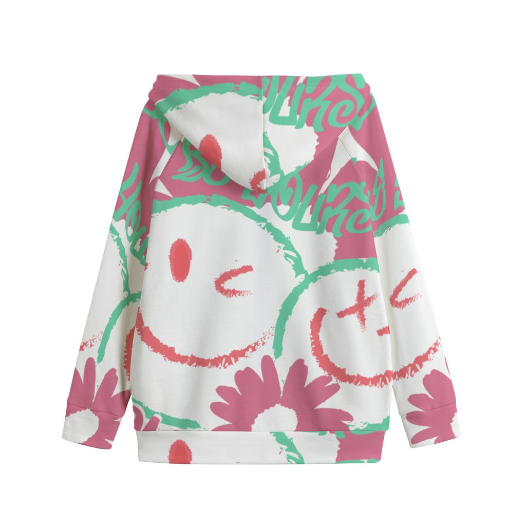 Grafica Kids All Smiles Print Kid's Zip Up Raglan Sleeve Hoodie | 310GSM Cotton