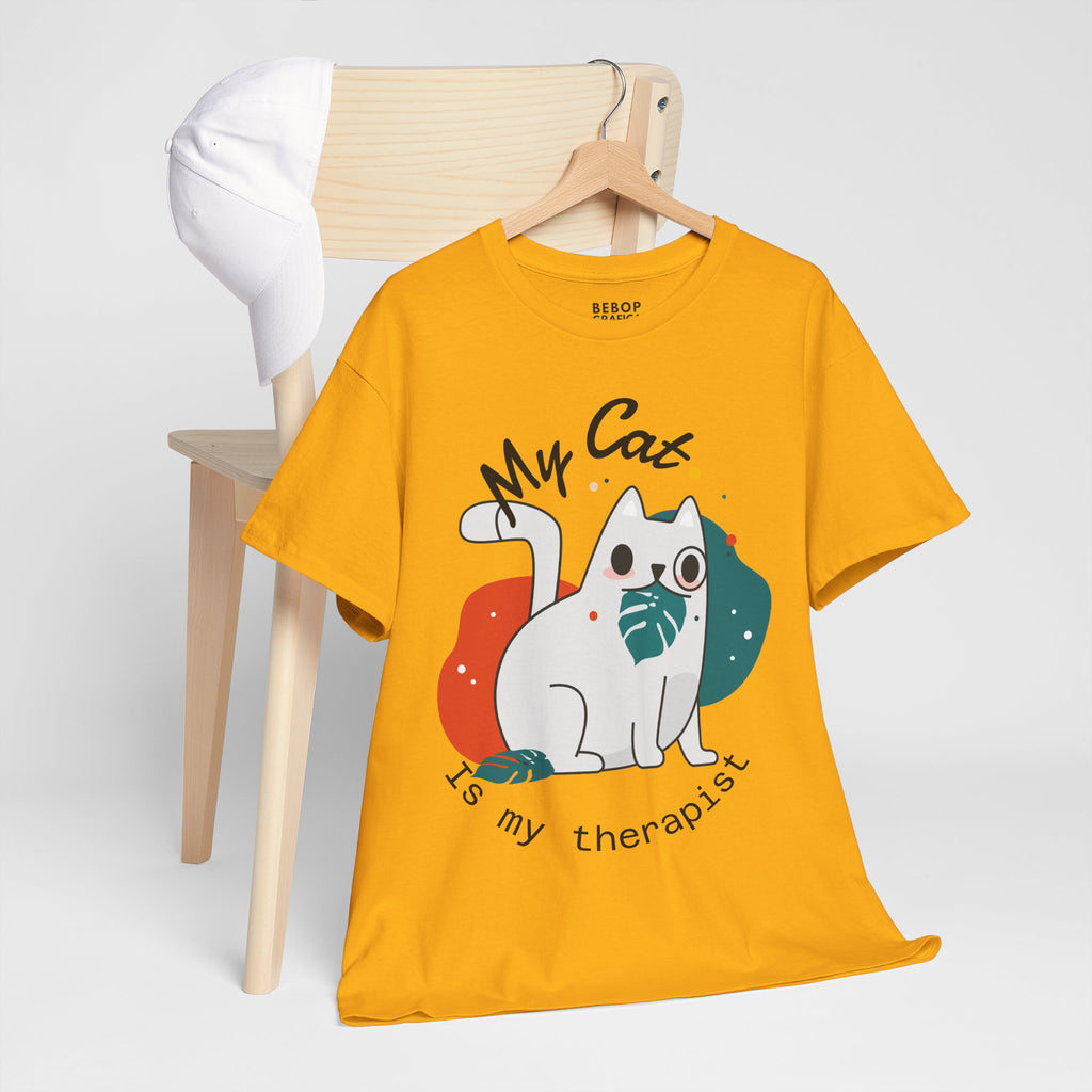 Grafica Cute Cat Therapist Tee, Funny Cat Lover Shirt, Gift for Cat Owners, Unisex Cotton Tee, Animal Therapy Apparel