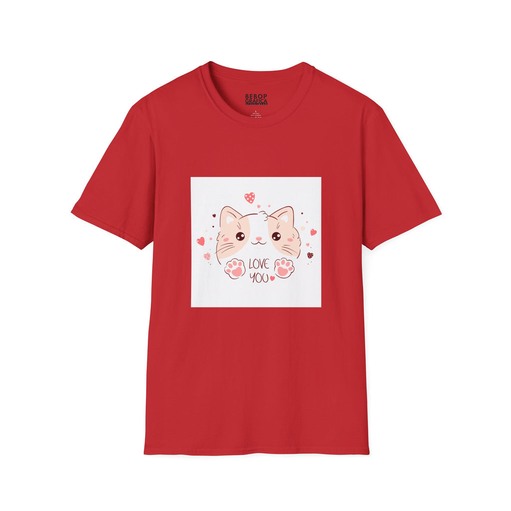 Cute Cat Love Unisex Softstyle T-Shirt - Perfect for Pet Lovers, Birthdays, Valentine's Day, Gifts, Everyday Wear