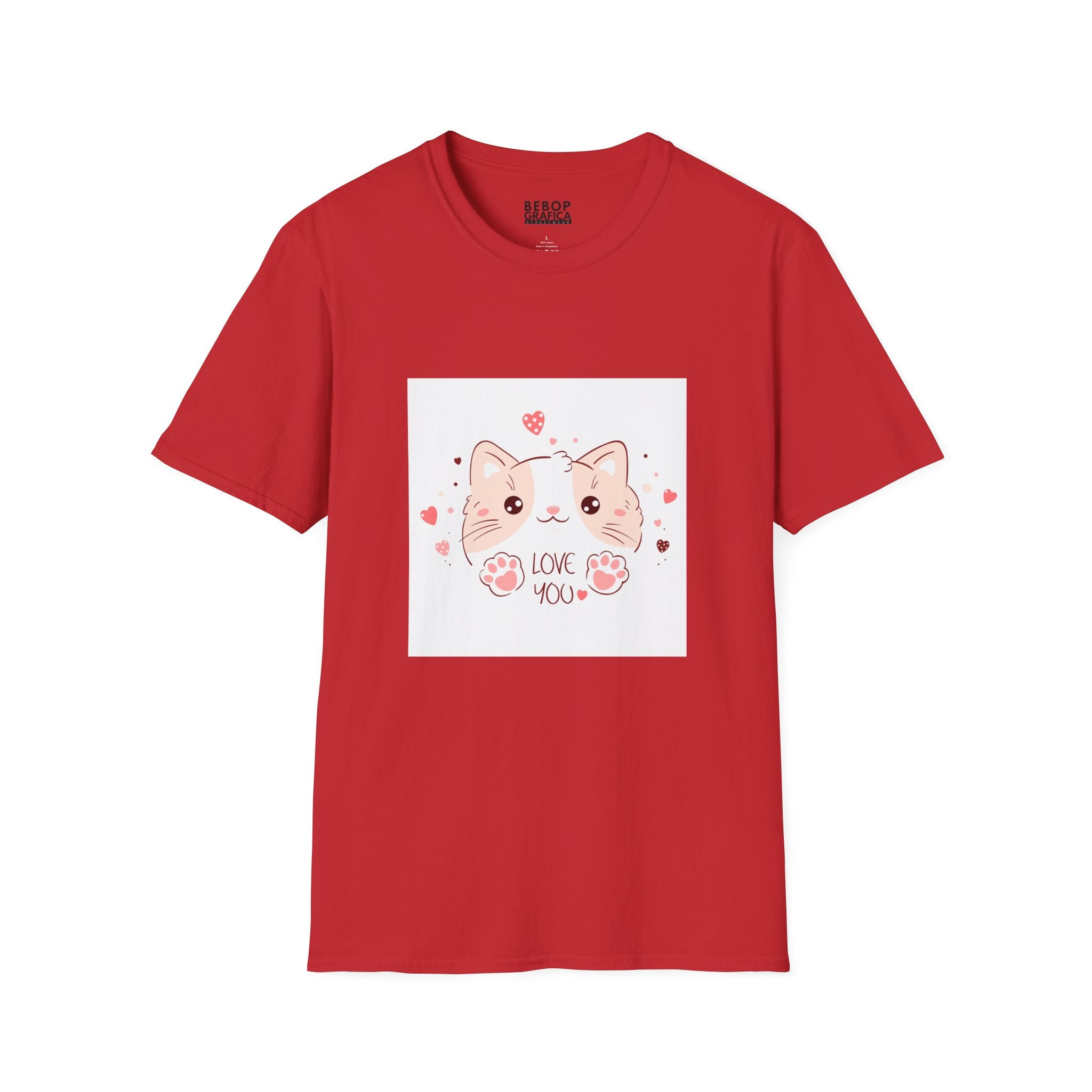 Cute Cat Love Unisex Softstyle T-Shirt - Perfect for Pet Lovers, Birthdays, Valentine's Day, Gifts, Everyday Wear