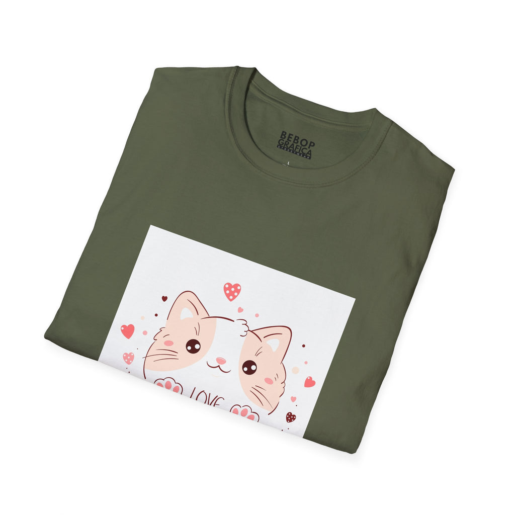 Cute Cat Love Unisex Softstyle T-Shirt - Perfect for Pet Lovers, Birthdays, Valentine's Day, Gifts, Everyday Wear