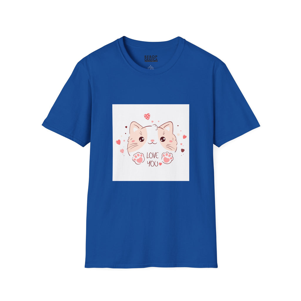 Cute Cat Love Unisex Softstyle T-Shirt - Perfect for Pet Lovers, Birthdays, Valentine's Day, Gifts, Everyday Wear