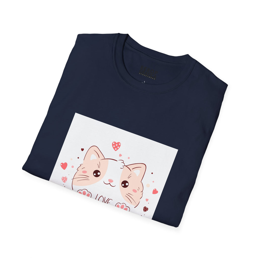 Cute Cat Love Unisex Softstyle T-Shirt - Perfect for Pet Lovers, Birthdays, Valentine's Day, Gifts, Everyday Wear