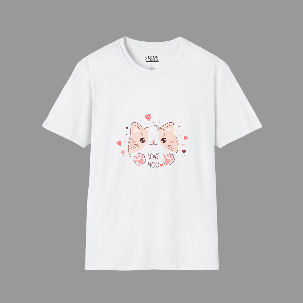 Cute Cat Love Unisex Softstyle T-Shirt - Perfect for Pet Lovers, Birthdays, Valentine's Day, Gifts, Everyday Wear