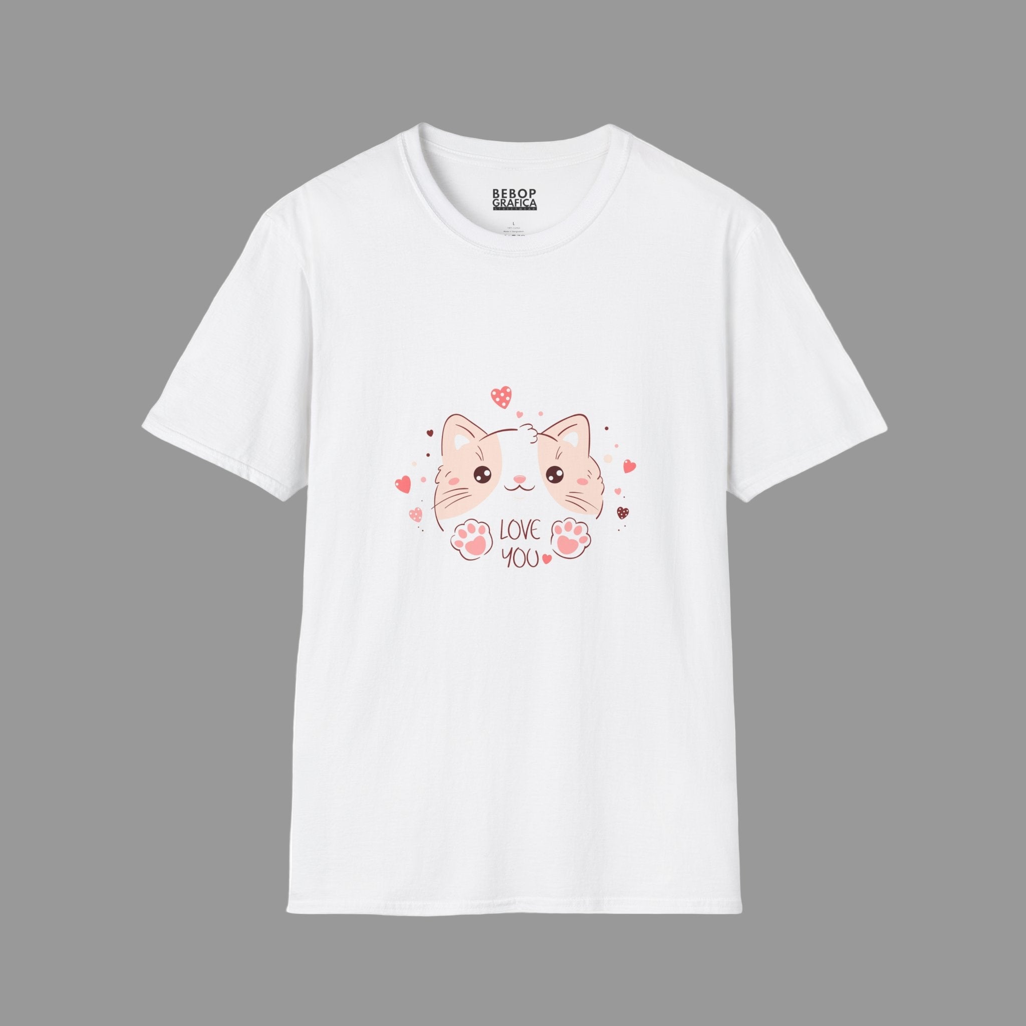 Cute Cat Love Unisex Softstyle T-Shirt - Perfect for Pet Lovers, Birthdays, Valentine's Day, Gifts, Everyday Wear