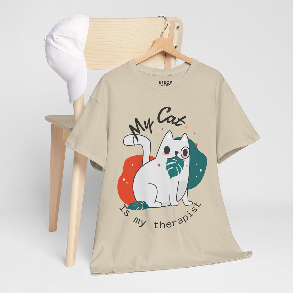 Grafica Cute Cat Therapist Tee, Funny Cat Lover Shirt, Gift for Cat Owners, Unisex Cotton Tee, Animal Therapy Apparel