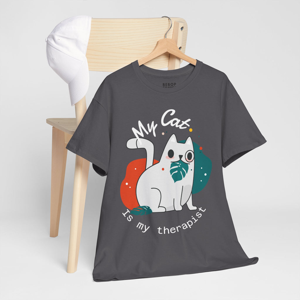 Grafica Cute Cat Therapist Tee, Funny Cat Lover Shirt, Gift for Cat Owners, Unisex Cotton Tee, Animal Therapy Apparel