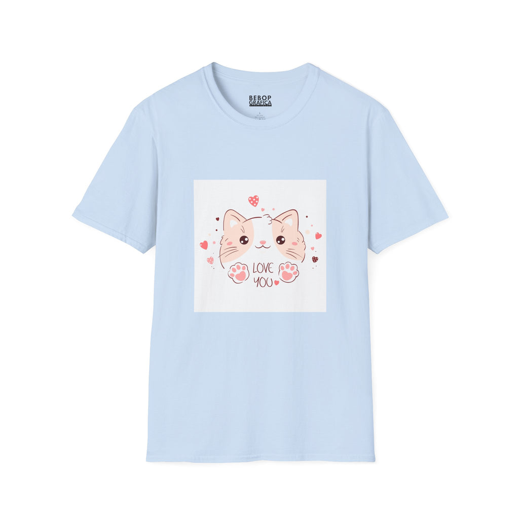 Cute Cat Love Unisex Softstyle T-Shirt - Perfect for Pet Lovers, Birthdays, Valentine's Day, Gifts, Everyday Wear
