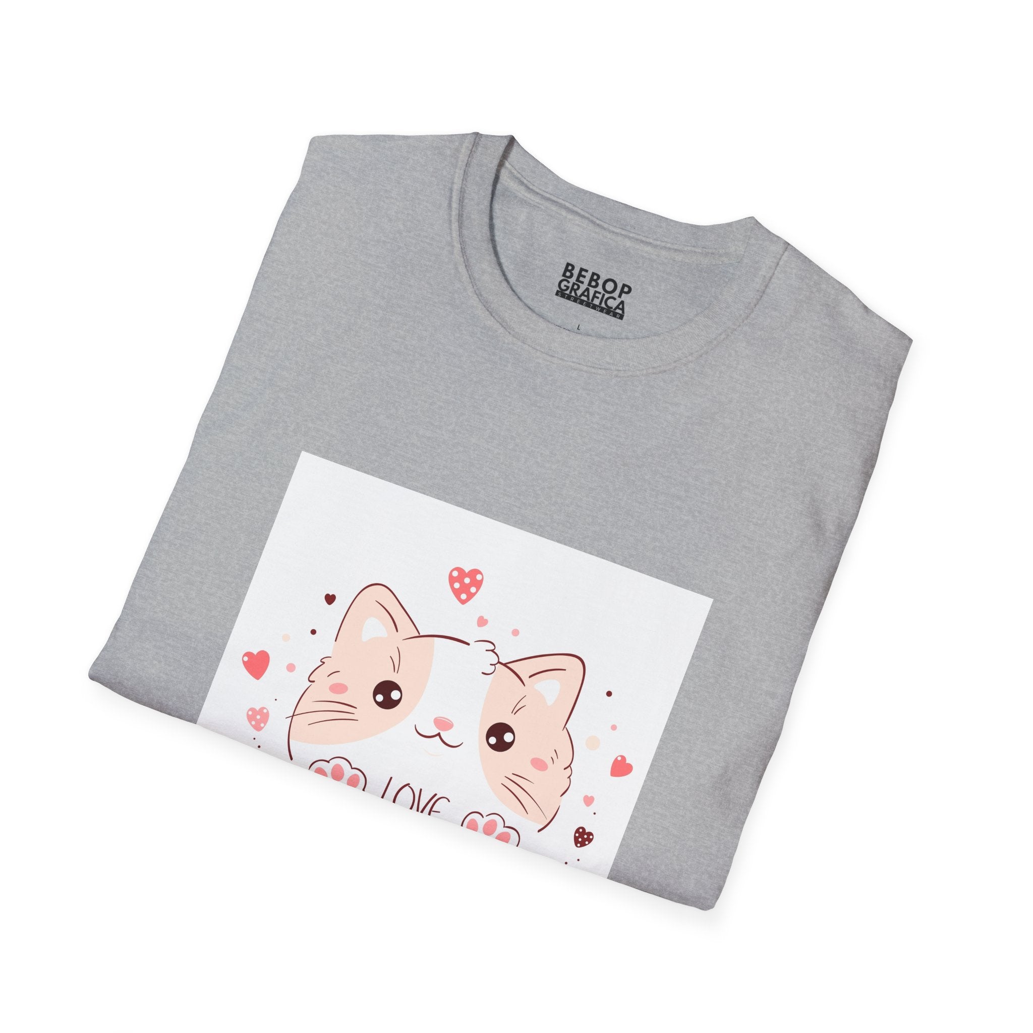 Cute Cat Love Unisex Softstyle T-Shirt - Perfect for Pet Lovers, Birthdays, Valentine's Day, Gifts, Everyday Wear