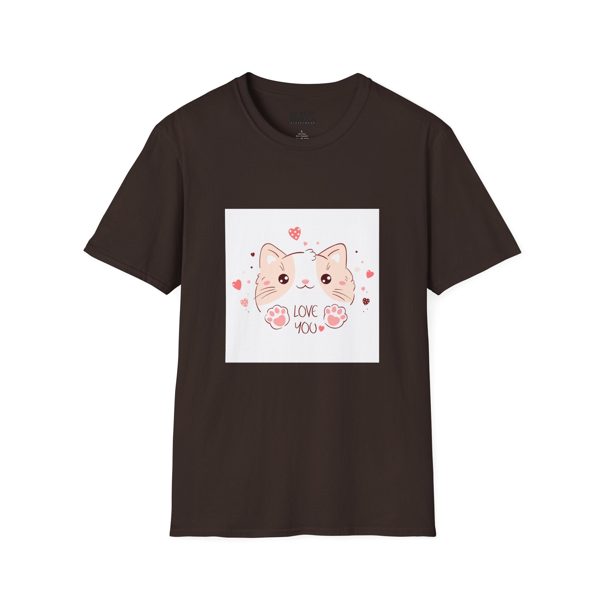 Cute Cat Love Unisex Softstyle T-Shirt - Perfect for Pet Lovers, Birthdays, Valentine's Day, Gifts, Everyday Wear