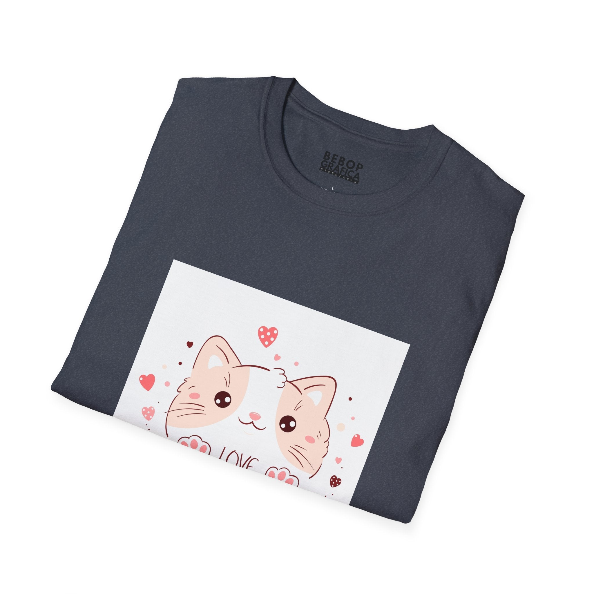 Cute Cat Love Unisex Softstyle T-Shirt - Perfect for Pet Lovers, Birthdays, Valentine's Day, Gifts, Everyday Wear