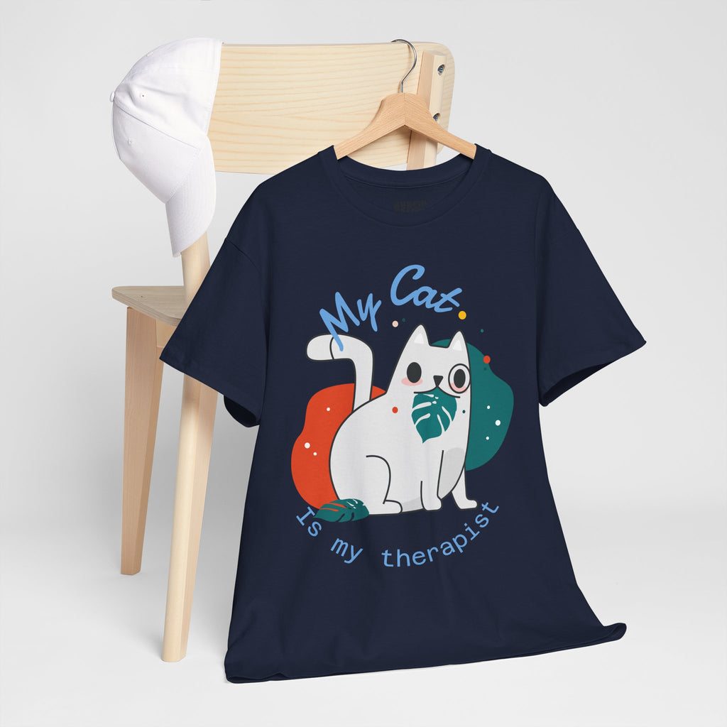 Grafica Cute Cat Therapist Tee, Funny Cat Lover Shirt, Gift for Cat Owners, Unisex Cotton Tee, Animal Therapy Apparel