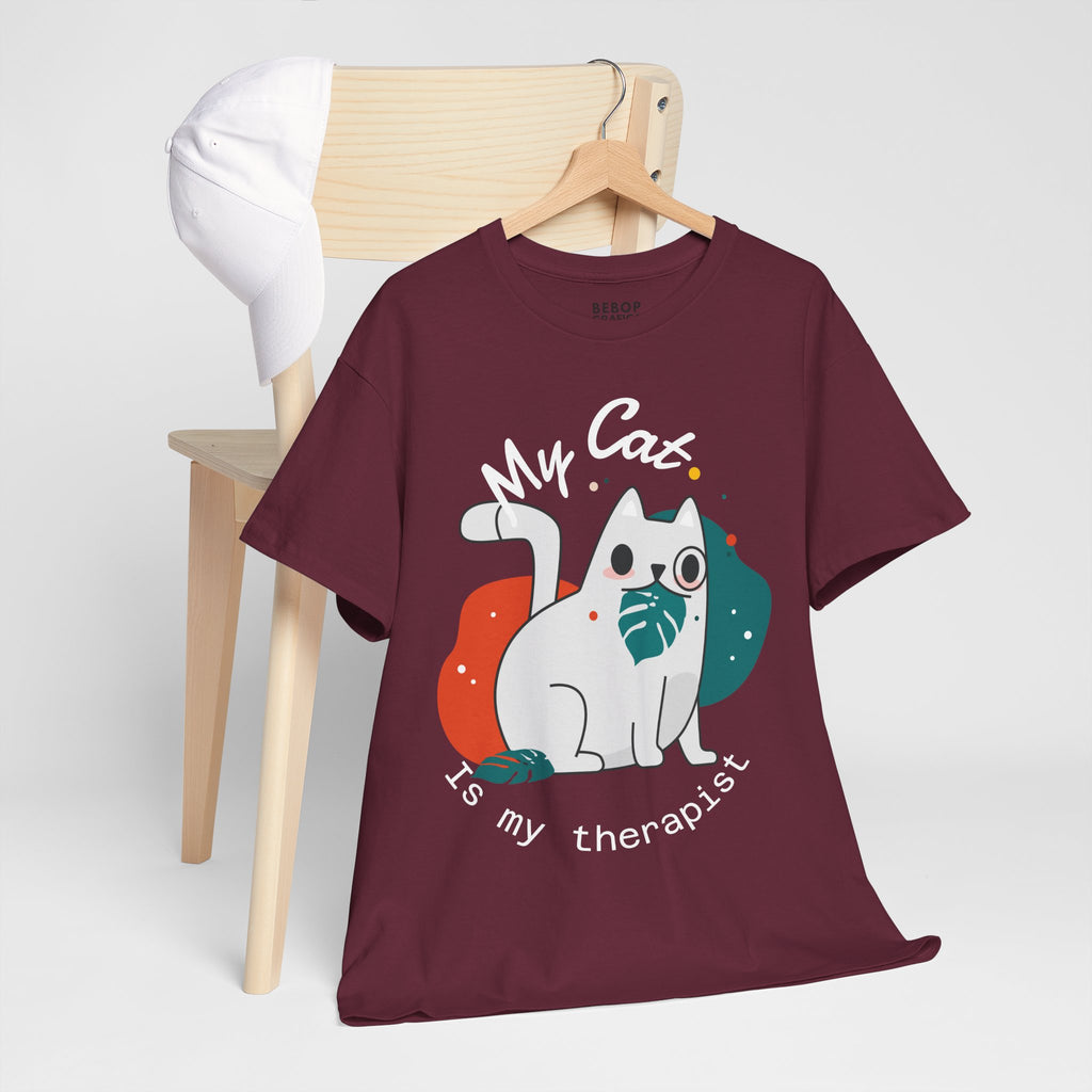 Grafica Cute Cat Therapist Tee, Funny Cat Lover Shirt, Gift for Cat Owners, Unisex Cotton Tee, Animal Therapy Apparel